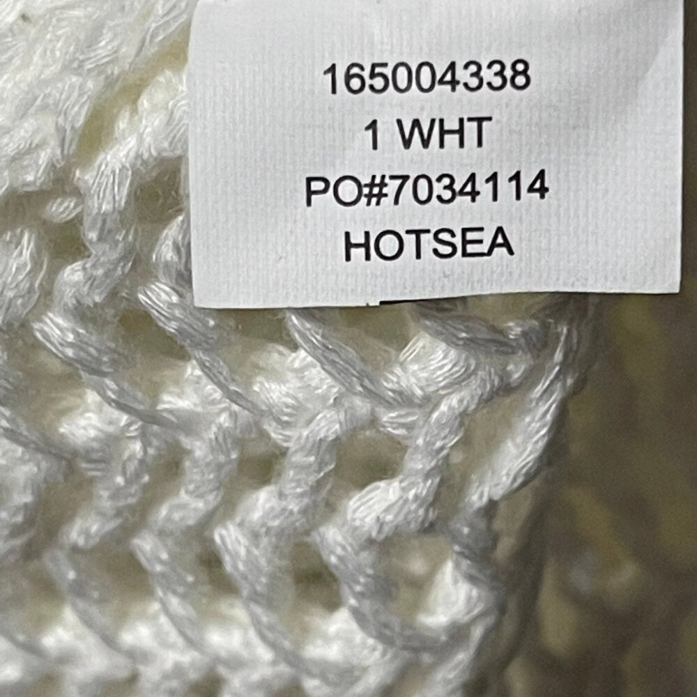 One World Womens Size L Off White Short Sleeve Crochet Knit Top - Picture 8 of 9